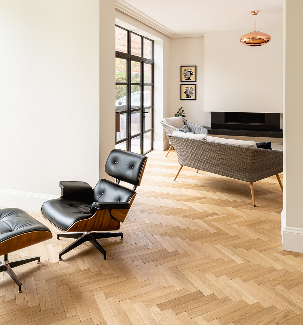 Bespoke wood floor in domestic space